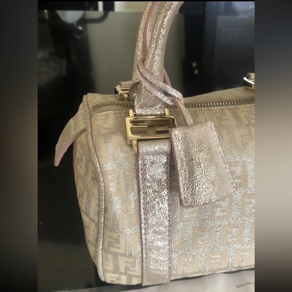 Rare Vintage Fendi Mini Metallic Zucchino Bauletto Bag - Picture 6 of 13